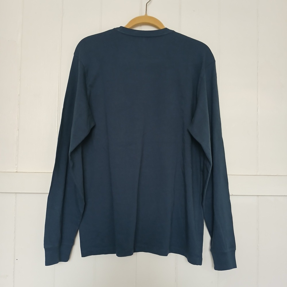 Katin Shirt Henley Long Sleeve Top Men's Medium Organic Cotton Blue Surf Outdoor - Picture 2 of 13